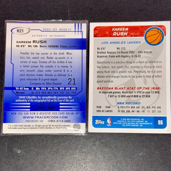 Kareem Rush Rookie Cards *Autograph!* - 2002 Sage Collectibles - Picture 2 of 2